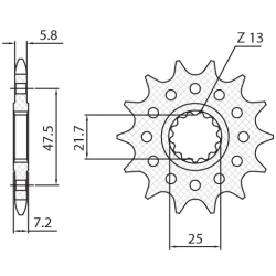 SUNSTAR ZĘBATKA PRZEDNIA 585 16 KAWASAKI ZX-6R/RR '07-17, YAMAHA XTZ 750 SUPER TENERE (3LD) '87-00 (JTF1536.16) (ŁAŃC. 520) (585