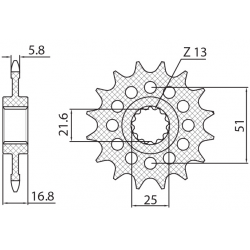 SUNSTAR ZĘBATKA PRZEDNIA 2042 16 HONDA NC 750X/S/DCT '14-'15, INTEGRA 750 DCT '14-'15 (JTF1373.16) (ŁAŃC. 520) (204216JT)