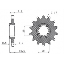 SUNSTAR ZĘBATKA PRZEDNIA 2078 17 BMW F 650/700/800 GS (JTF704.17) (ŁAŃC. 525) (207817JT)