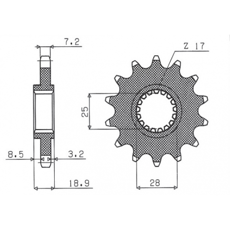 SUNSTAR ZĘBATKA PRZEDNIA 2078 17 BMW F 650/700/800 GS (JTF704.17) (ŁAŃC. 525) (207817JT)