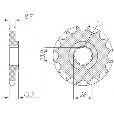 SUNSTAR ZĘBATKA PRZEDNIA 2077 17 KAWASAKI ZRX 1100/1200 '97-06 (JTF1529.17) (ŁAŃC. 530) (207717JT)