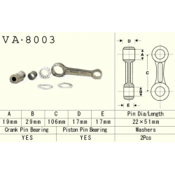 VESRAH KORBOWÓD KAWASAKI KX 125 (KX125) '94-'97 (MADE IN JAPAN) (VA8003)