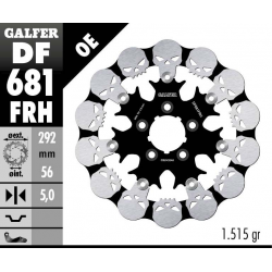 GALFER TARCZA HAMULCOWA TYŁ HARLEY-DAVIDSON (292X56X5) PŁYWAJĄCA SKULL (WZÓR CZASZKI)