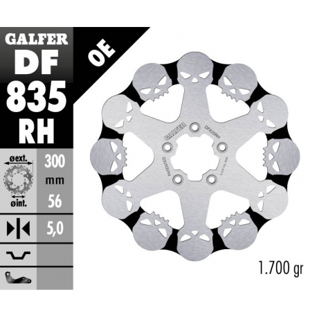 GALFER TARCZA HAMULCOWA PRZÓD HARLEY-DAVIDSON (300X56X5) SKULL (WZÓR CZASZKI)