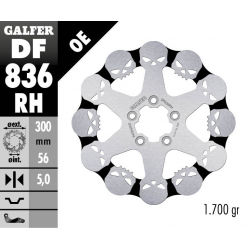 GALFER TARCZA HAMULCOWA TYŁ HARLEY-DAVIDSON (300X56X5) SKULL (WZÓR CZASZKI)