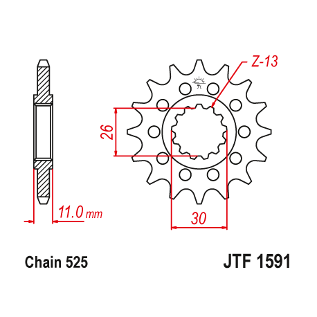 JT ZĘBATKA PRZEDNIA 2091 15 Z GUMĄ YAMAHA FZ8 '10-'15, MT 09 '14-'17, MT 07 '14-'17 TDM 900 '02-'13 (JTF1591.15RB)* (ŁAŃC. 525)