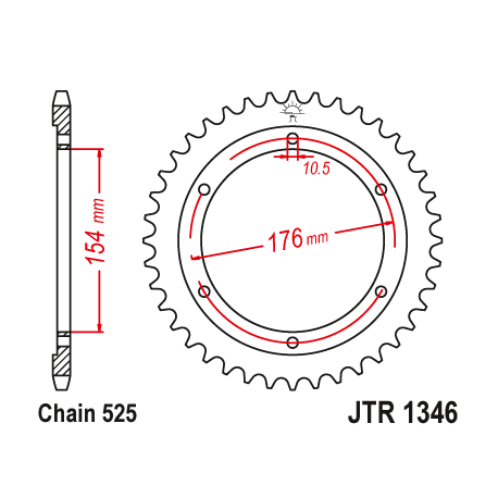 JT ZĘBATKA TYLNA 4679 44 HONDA CB 1000RA '18-19, VFR 800 V-TEC (ABS) '14-'17, VFR 800X CROSSRUNNER '15-'17 (JTR1346.44)* (ŁAŃC.