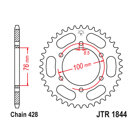 JT ZĘBATKA TYLNA 4513 52 YAMAHA YZF 125R '19, MT 125 15-17 (+4) (JTR1844.52)* (ŁAŃC. 428)