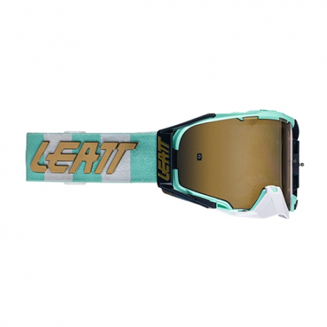 LEATT (2021/2022) GOGLE VELOCITY 6.5 IRIZ GOGGLE ICE LENS BRONZE UC 68% - KOLOR TURKUSOWY/BIAŁY SZYBKA LUSTRZANA BRĄZOWA