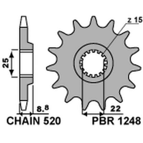 PBR ZĘBATKA PRZEDNIA 1248 12 KTM SX/EXC '91-'19 (JTF1901.12) (ŁAŃC. 520) (124812JT)