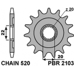 PBR ZĘBATKA PRZEDNIA 2103 13 YAMAHA YZF 250 '01-'17, WRF 250 '01-'17 (JTF1590.13) (ŁAŃC. 520) (210313JT)