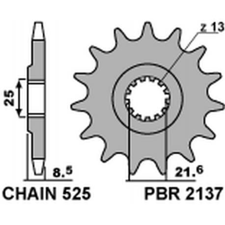 PBR ZĘBATKA PRZEDNIA 2137 17 KAWASAKI ZX10R '04-'18 (JTF1537.17) (ŁAŃC. 525) (153717JT)