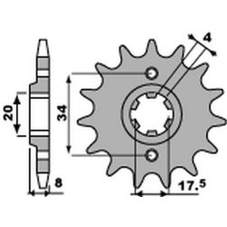 PBR ZĘBATKA PRZEDNIA 328 14 HONDA NSR 125R '93-'02, VT 125 C '99-'07, XL 125V VARADERO '01-'13 (JTF327.14) (ŁAŃC. 520) (27914JT)