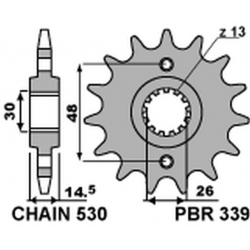 PBR ZĘBATKA PRZEDNIA 339 16 HONDA VFR 800 '02-'14 (JTF339.16) (ŁAŃC. 530) (33916JT)