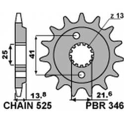 PBR ZĘBATKA PRZEDNIA 346 16 HONDA VT 600C SHADOW '90-'07 (JTF296.16) (ŁAŃC. 525) (34616JT)