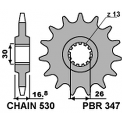 PBR ZĘBATKA PRZEDNIA 347 16 HONDA CBR 1000RR '04-'16, CBF 1000, CBR 900/929/954 (JTF333.16) (ŁAŃC. 530) (34716JT)