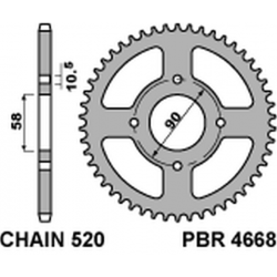 PBR ZĘBATKA TYLNA 4668 45 C45 KTM 125 DUKE 11-13 (JTR273.45) (ZAMIENNA Z 279 45) (ŁAŃC. 520) (OTWÓR 8,5MM)