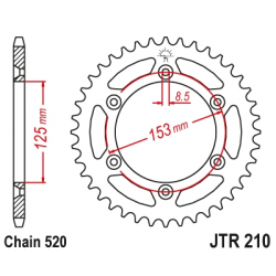 JT ZĘBATKA TYLNA 289 45 HONDA CR/CRF '83-'20 ULTRALIGHT SAMOOCZYSZCZAJĄCA (JTR210.45SC) (ŁAŃC. 520)