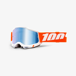 '100 PROCENT (LIPIEC 2021) ACCURI 2 GOGGLE SEVASTOPOL - MIRROR BLUE LENS - GOGLE ACCURI 2 KOLOR BIAŁY/POMARAŃCZOWY SZYBKA NIEBIE