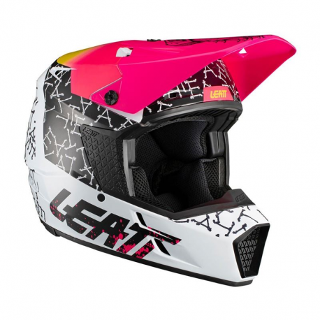 LEATT (2021) KASK MOTO 3.5 V.21.2 HELMET SKULL KOLOR CZARNY/RÓŻOWY/BIAŁY ROZMIAR XL 61-62 cm