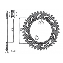 SUNSTAR ZĘBATKA TYLNA 236 49 / 245 49 HONDA NX 650 95-01, YAMAHA XJ 6 09-15, YAMAHA WR 250R '08-'10, APRILIA RX SIX DAYS 125 '90