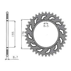 SUNSTAR ZĘBATKA TYLNA 4392 44 TRIUMPH 900/955/1000, TRIUMPH DAYTONA T595 955 '97-'99 (JTR2011.44) (ŁAŃC. 530) (439244JT)