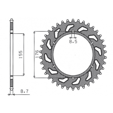 SUNSTAR ZĘBATKA TYLNA 4392 44 TRIUMPH 900/955/1000, TRIUMPH DAYTONA T595 955 '97-'99 (JTR2011.44) (ŁAŃC. 530) (439244JT)