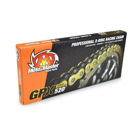 MOTO-MASTER ŁAŃCUCH GPX-520G PROFESSIONAL MOTOCROSS / ENDURO RACING X-RING CHAIN KOLOR ZŁOTY (120 OGNIW, ZAPINKA W ZESTAWIE)