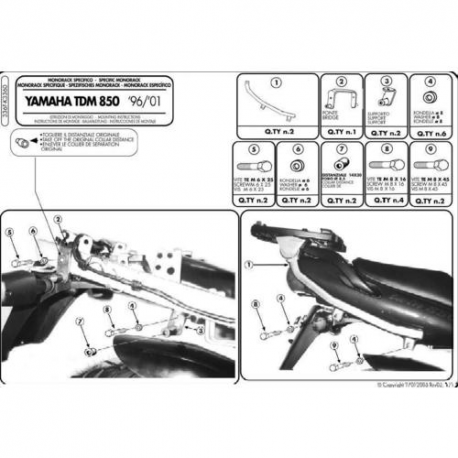 KAPPA STELAŻ KUFRA CENTRALNEGO YAMAHA TDM 850 (96-01) ( BEZ PŁYTY )