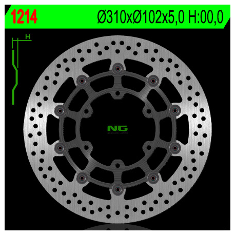 NG TARCZA HAMULCOWA PRZÓD SUZUKI GSXR 600/750 '08-'18, GSXR 1000 '09-'16, GSX 750Z '08-'14 (310X102X5MM) (6X8,5MM) PŁYWAJĄCA