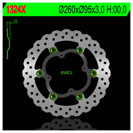 NG TARCZA HAMULCOWA PRZÓD KTM 250/350 FREERIDE '12-'15 (PŁYWAJĄCA) (260X95X3) (4X6,5MM) (BEZ OTWORU NA CZUJNIK PRĘDKOŚCI) WAVE