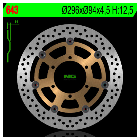 NG TARCZA HAMULCOWA PRZÓD HONDA CBR 600F '01-'10, CB 900F 02-07 VTX 1800C '01-08 (296X94X4,5) (6X6,5mm)