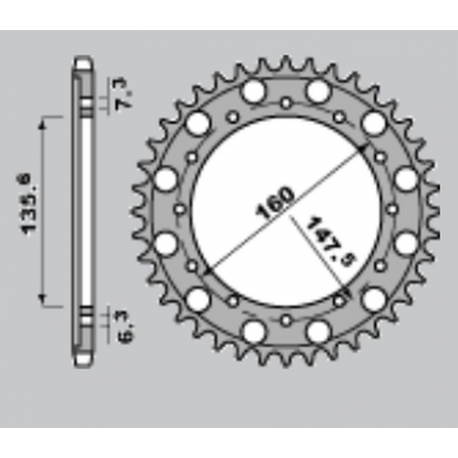 CHT ZĘBATKA TYLNA 1507 56 ERGAL FANTIC MOTOR 50/80/125/200 '84-'96 ENDURO TRIAL , BETA MOTOR 125 '09, '86-'90 125 TRIAL ENDURO/T