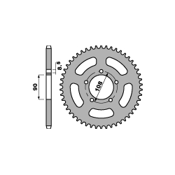 PBR ZĘBATKA TYLNA 1515 43 C45 MZ 600/660 SKORPION 94-98 (ŁAŃC. 520)