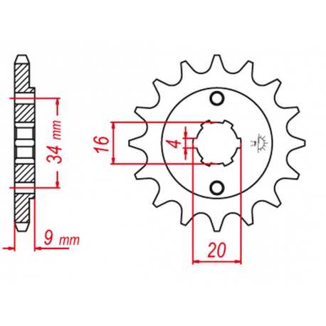 GROSSKOPF PROMOCJA ZĘBATKA PRZEDNIA 2062 14 YAMAHA YFS200 BLASTER '88-'06 (+1), TT-R230 '05-'20 (+1), DT200 L '85 (+1), HYOSUNG