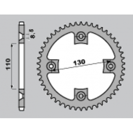 GROSSKOPF PROMOCJA ZĘBATKA TYLNA ALUMINIOWA KOLOR CZARNY 4306 55 HONDA CR 80/85 '96-'07, CRF 150 '07-'22 (-1) (ŁAŃC.420)