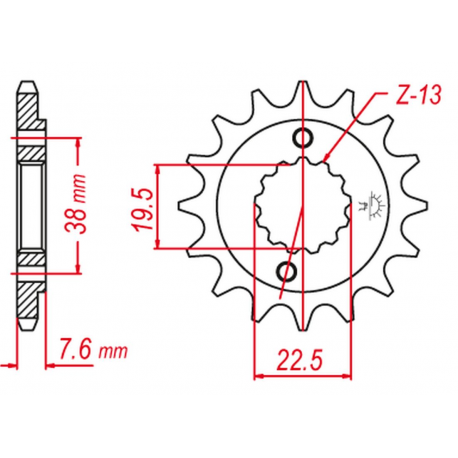 GROSSKOPF PROMOCJA ZĘBATKA PRZEDNIA 2116 13 SUZUKI LTR 450 '06-'10, LTZ 400 '03-'12, RMX 450 '10-'13, KAWASAKI KFX 400 '03-'06,