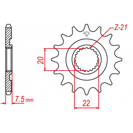 GROSSKOPF WYPRZEDAŻ ZĘBATKA PRZEDNIA 2120 11 HONDA CR 125R '04-'07 (-2) , CRF 250R '04-'17 (-2), CRF 250X '04-'17 (-3) (JTF1323.