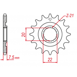 GROSSKOPF PROMOCJA ZĘBATKA PRZEDNIA 2120 12 HONDA CR 125R '04-'07 (-1) , CRF 250R '04-'17 (-1), CRF 250X '04-'17 (-2) (JTF1323.1