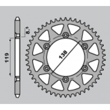 CHT WYPRZEDAŻ ZĘBATKA TYLNA ALUMINIOWA T7075 (ERGAL) 213 48 HUSABERG FE 400/ FE 600 '96-'99 (JTR1950.48) (ŁAŃC. 520) KOLOR SREBR