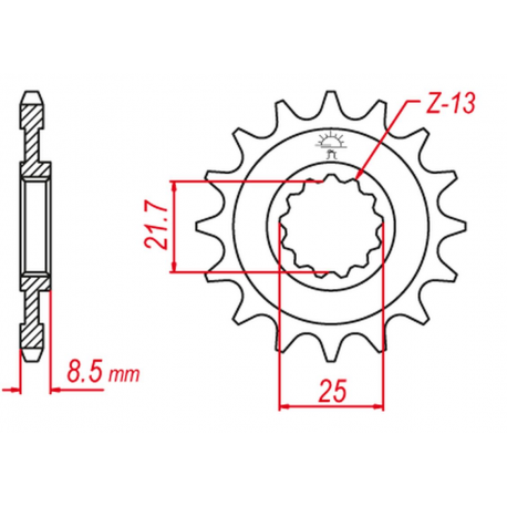 GROSSKOPF PROMOCJA ZĘBATKA PRZEDNIA 2137 16 KAWASAKI ZX -R '02-'03, Z 1000 '03-'06, ZX-10R '04-'20 (-1), ZX-10RR '17-'19 (-1), K