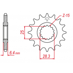 GROSSKOPF PROMOCJA ZĘBATKA PRZEDNIA 2168 14 (216814) YAMAHA YFZ 450 '09-'19, YFM 700 RAPTOR '06-'19 (JTF1592.14) (ŁAŃC. 520)