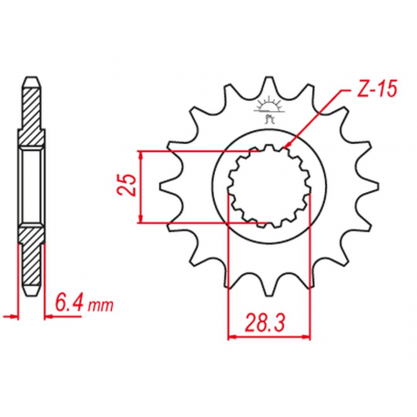 GROSSKOPF PROMOCJA ZĘBATKA PRZEDNIA 2168 15 YAMAHA YFZ 450 '09-'19, YFM 700 RAPTOR '06-'19 (+1) (JTF1592.15)