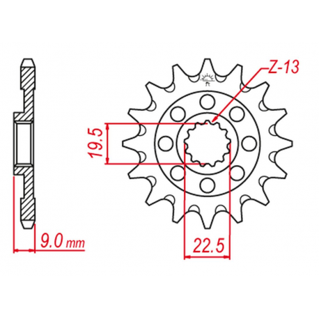 GROSSKOPF PROMOCJA ZĘBATKA PRZEDNIA 2259 14 (2292 14) SUZUKI RMZ 250 '13-'20 (+1) (JTF1442.14)