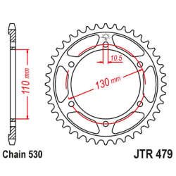 JT ZĘBATKA TYLNA 241 45 YAMAHA R1 '04-'08, FZ 1 '06-'14, R6B '06-'15 (JTR479.45ZBK)* (ŁAŃC. 530) KOLOR CZARNY