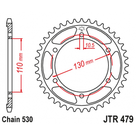 JT ZĘBATKA TYLNA 241 45 YAMAHA R1 '04-'08, FZ 1 '06-'14, R6B '06-'15 (JTR479.45ZBK)* (ŁAŃC. 530) KOLOR CZARNY