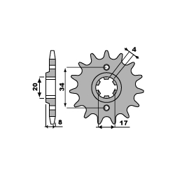 PBR ZĘBATKA PRZEDNIA 267 13 18NC HONDA XL 250 R 84-87 (ŁAŃC. 520) (JTF287.13)