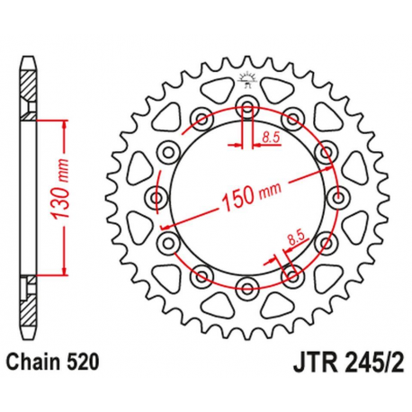 JT ZĘBATKA TYLNA 270 39 YAMAHA WR 250R '08-'20 (27039JT) (ŁAŃC. 520)