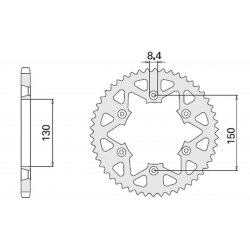 CHT ZĘBATKA TYLNA 270 51 YAMAHA YZ 125/250 '99-'21 , YZF 250/450 '99-'21 WRF 250/450 '99-'21 ALUMINIOWA ERGALOWA KOLOR SREBRNY