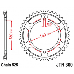 JT ZĘBATKA TYLNA 300 48 HONDA XL600V TRANSALP '87-'99, XL700V '08-'13 (JTR300.48ZBK)* (ŁAŃC. 525) KOLOR CZARNY